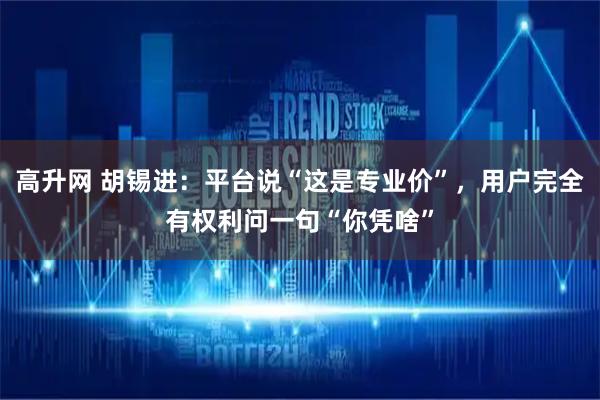 高升网 胡锡进：平台说“这是专业价”，用户完全有权利问一句“你凭啥”